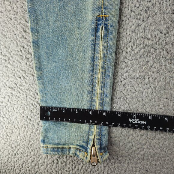 mnml M5 Stretch Denim Jeans Mens 28 Blue Ankle Zip Tapered Skinny Distressed - Picture 11 of 15